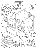 CABINET PARTS Diagram and Parts List for YCEM2760KQ2  Whirlpool Dryer