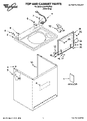 TOP AND CABINET PARTS Diagram and Parts List for LSW9750PW0  Whirlpool Washer