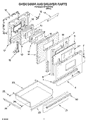 OVEN DOOR AND DRAWER PARTS Diagram and Parts List for RF4700XEW9  Whirlpool Range