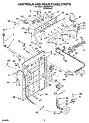 CONTROLS AND REAR PANEL PARTS Diagram and Parts List for LSQ9560PW3  Whirlpool Washer