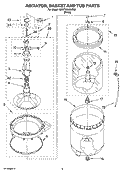 AGITATOR, BASKET AND TUB PARTS Diagram and Parts List for 2DWTW5405SQ0  Whirlpool Washer