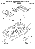 COOKTOP, BURNER AND GRATE PARTS Diagram and Parts List for KGCS166GSS06  KitchenAid Cooktop