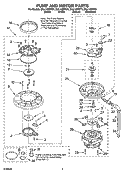 PUMP AND MOTOR PARTS Diagram and Parts List for DUL140PPQ1  Whirlpool Dishwasher