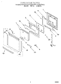 OVEN DOOR Diagram and Parts List for KEBS277DAL4  KitchenAid Wall Oven