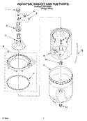 AGITATOR, BASKET AND TUB Diagram and Parts List for LSR7133KQ0  Whirlpool Washer