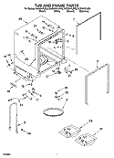 TUB AND FRAME PARTS Diagram and Parts List for KUDI01FLSS5  KitchenAid Dishwasher