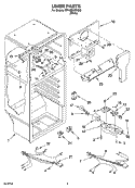 LINER PARTS Diagram and Parts List for RT18BKXSQ00  Roper Refrigerator