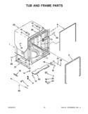 TUB AND FRAME PARTS Diagram and Parts List for IUD7500BS0  Whirlpool Dishwasher