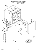 TUB AND FRAME PARTS Diagram and Parts List for DU1248XTSB0  Whirlpool Dishwasher