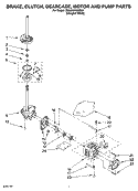 BRAKE, CLUTCH, GEARCASE, MOTOR AND PUMP PARTS Diagram and Parts List for 7MSAWX650MQ1  Whirlpool Washer