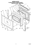 DOOR PARTS, MISCELLANEOUS PARTS Diagram and Parts List for SF196LEMT0  Whirlpool Range