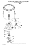 GEARCASE, MOTOR AND PUMP PARTS Diagram and Parts List for 3LWTW4740YQ0  Whirlpool Washer