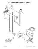 FILL, DRAIN AND OVERFILL PARTS Diagram and Parts List for KUDE20IXWH9  KitchenAid Dishwasher