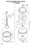 AGITATOR, BASKET AND TUB PARTS Diagram and Parts List for 7MBP11973MQ1  Whirlpool Washer
