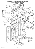 CONTROLS AND REAR PANEL PARTS Diagram and Parts List for 1CWTW5590SQ0  Whirlpool Washer