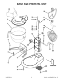BASE AND PEDESTAL UNIT Diagram and Parts List for 9KSM7990WH0  KitchenAid Mixer