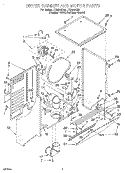 DRYER CABINET AND MOTOR Diagram and Parts List for LTE5243DQ0  Whirlpool Washer Dryer Combo