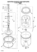 AGITATOR, BASKET AND TUB PARTS Diagram and Parts List for WTW5200SQ0  Whirlpool Washer