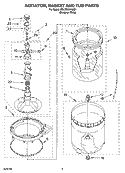 AGITATOR, BASKET AND TUB PARTS Diagram and Parts List for 2DLXR7244MQ1  Whirlpool Washer