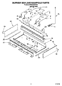 BURNER BOX AND MANIFOLD PARTS Diagram and Parts List for KDRP487MSS02  KitchenAid Range