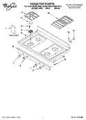COOKTOP, LITERATURE Diagram and Parts List for GS460LEKB0  Whirlpool Range