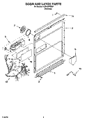 DOOR AND LATCH PARTS Diagram and Parts List for KUDL02FRSS3  KitchenAid Dishwasher