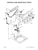 CONTROLS AND WATER INLET PARTS Diagram and Parts List for 7MWTW1801BQ0  Whirlpool Washer