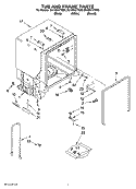 TUB AND FRAME PARTS Diagram and Parts List for DU1061XTST0  Whirlpool Dishwasher