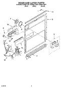 DOOR AND LATCH PARTS Diagram and Parts List for KUDR01TJBT1  KitchenAid Dishwasher