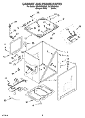 CABINET AND FRAME PARTS Diagram and Parts List for 7MGVW9959KQ2  Whirlpool Washer
