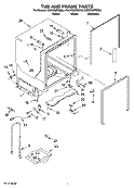 TUB AND FRAME PARTS Diagram and Parts List for KUDW02FRWH4  KitchenAid Dishwasher