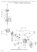 BRAKE, CLUTCH, GEARCASE, MOTOR & PUMP Diagram and Parts List for LSN8244AW0  Whirlpool Washer