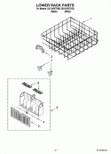 LOWER RACK PARTS Diagram and Parts List for DU1345XTVB0  Whirlpool Dishwasher