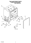TUB AND FRAME PARTS Diagram and Parts List for IUD8000RS8  Whirlpool Dishwasher