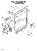 DOOR AND LATCH PARTS Diagram and Parts List for KUDS01DLSP7  KitchenAid Dishwasher