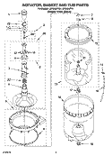 AGITATOR, BASKET AND TUB PARTS Diagram and Parts List for LSR9434PT4  Whirlpool Washer