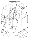 TUB ASSEMBLY PARTS Diagram and Parts List for DU810SWPU2  Whirlpool Dishwasher