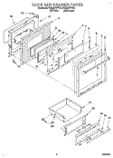 DOOR AND DRAWER Diagram and Parts List for RM980PXYN1  Whirlpool Microwave Oven Combo