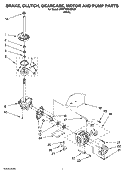 BRAKE, CLUTCH, GEARCASE, MOTOR AND PUMP PARTS Diagram and Parts List for 3NWTW5505SQ0  Whirlpool Washer