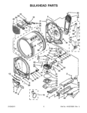 BULKHEAD PARTS Diagram and Parts List for WED8600YW2  Whirlpool Dryer