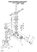 PUMP AND SPRAY ARM PARTS Diagram and Parts List for DU810SWPQ2  Whirlpool Dishwasher
