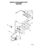 BROILER AND OVEN BURNER Diagram and Parts List for SF365BEYQ2  Whirlpool Range