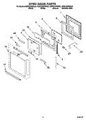OVEN DOOR PARTS Diagram and Parts List for KEMC308KBT02  KitchenAid Microwave Oven Combo
