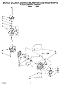 BRAKE, CLUTCH, GEARCASE, MOTOR AND PUMP PARTS Diagram and Parts List for CAWS953RB1  Crosley Washer