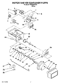 MOTOR AND ICE CONTAINER PARTS Diagram and Parts List for RS25CFXTQ01  Roper Refrigerator