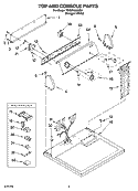 TOP AND CONSOLE PARTS Diagram and Parts List for YWED5300SQ0  Whirlpool Dryer