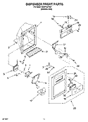 DISPENSER FRONT PARTS Diagram and Parts List for ID2GFGXRS01  Whirlpool Refrigerator