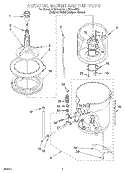AGITATOR, BASKET AND TUB Diagram and Parts List for LCR7244DQ0  Whirlpool Washer