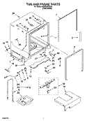 TUB AND FRAME PARTS Diagram and Parts List for KUDS02FSPA3  KitchenAid Dishwasher