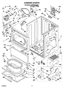 CABINET PARTS Diagram and Parts List for 3RLEC8646KQ2  Whirlpool Dryer